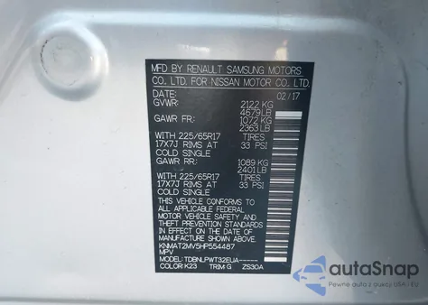 2017 Nissan Rogue S из США, поврежденный, VIN KNMAT2MV5HP554487